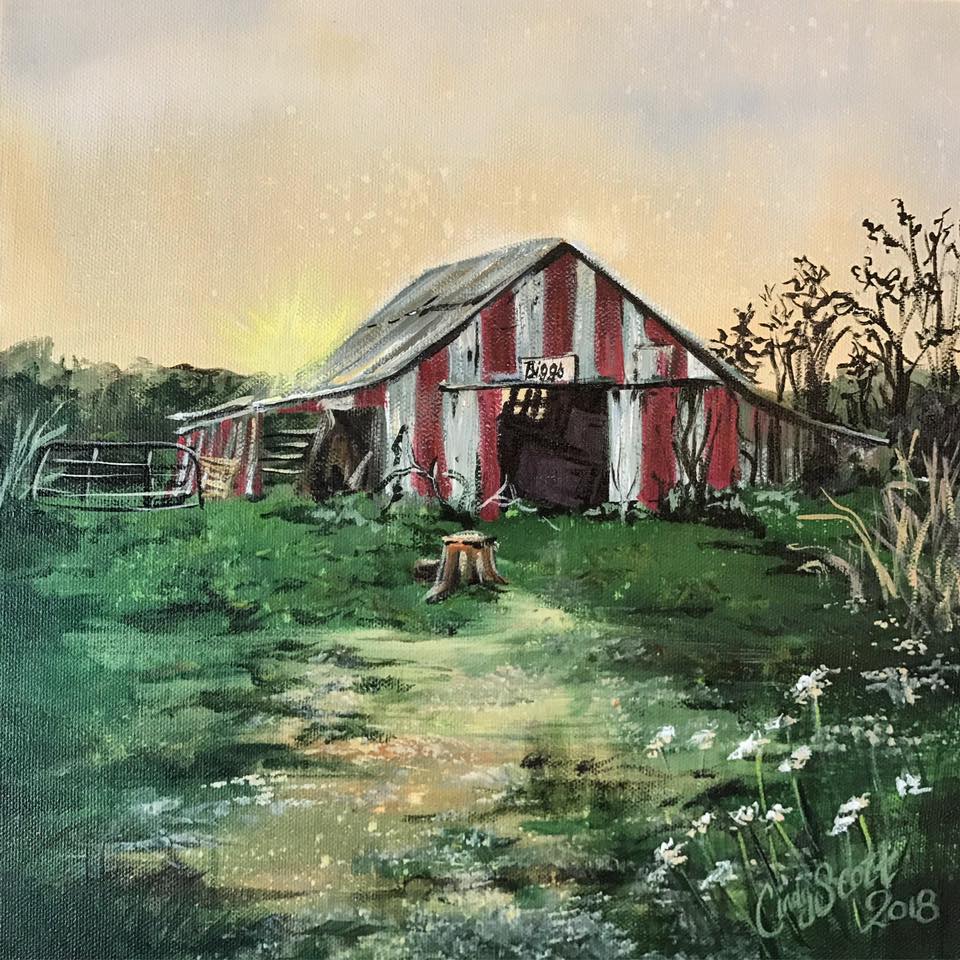 Painted from a photo of the family property; 12x16 canvas