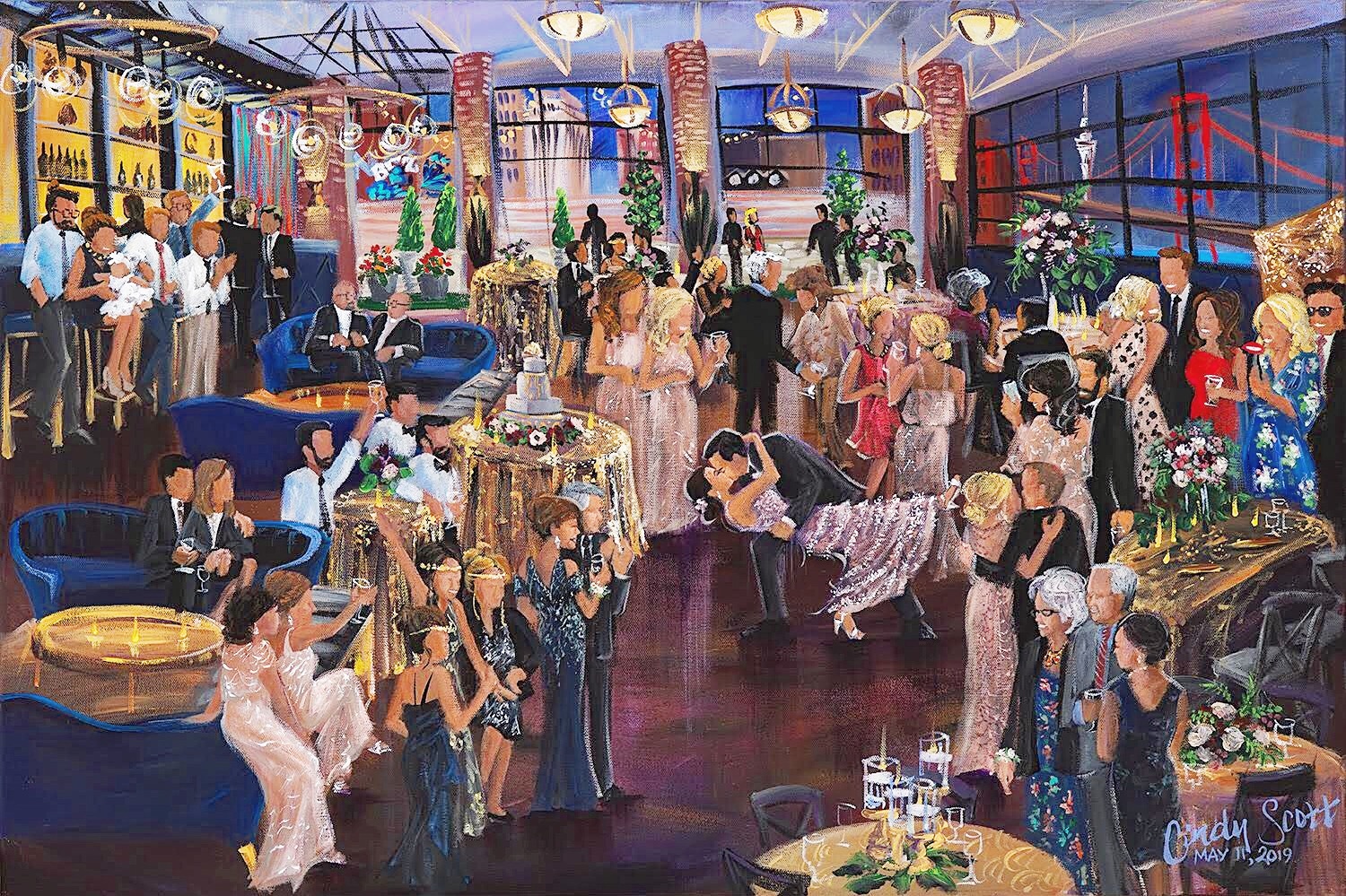 Live wedding painting, first dance, 24x36 canvas; Cherry Hall in Kansas City MO