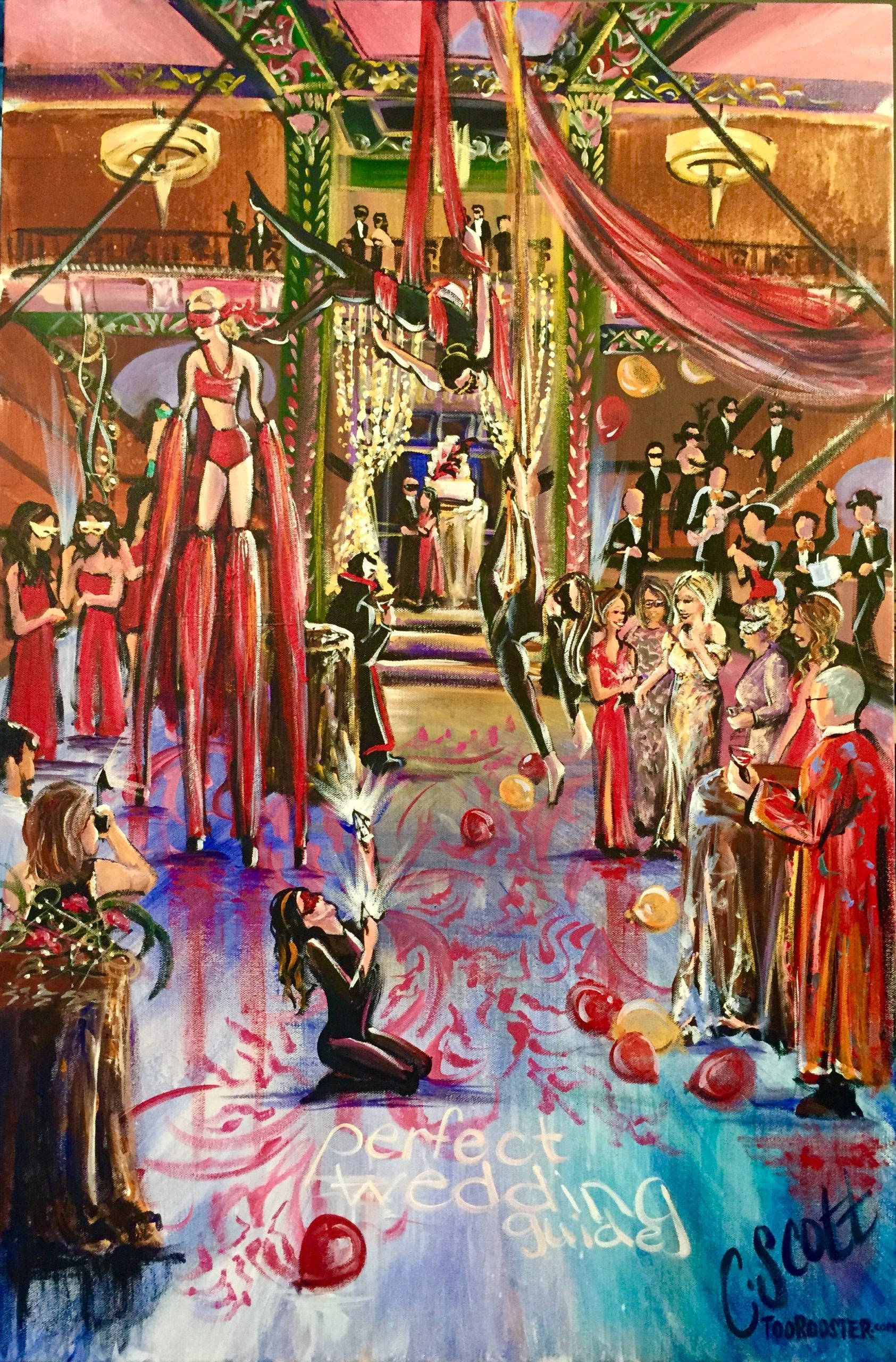 Live painting at the Kansas City Perfect Wedding Guide masquerade ball, The Grand Hall, 24x36 canvas
