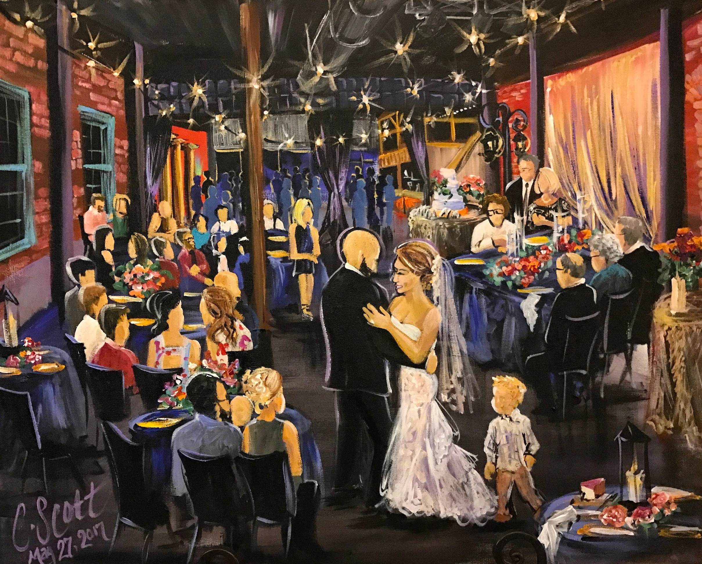 Live wedding painting, first dance, 24x30 canvas; The Old Glass Place in Springfield MO